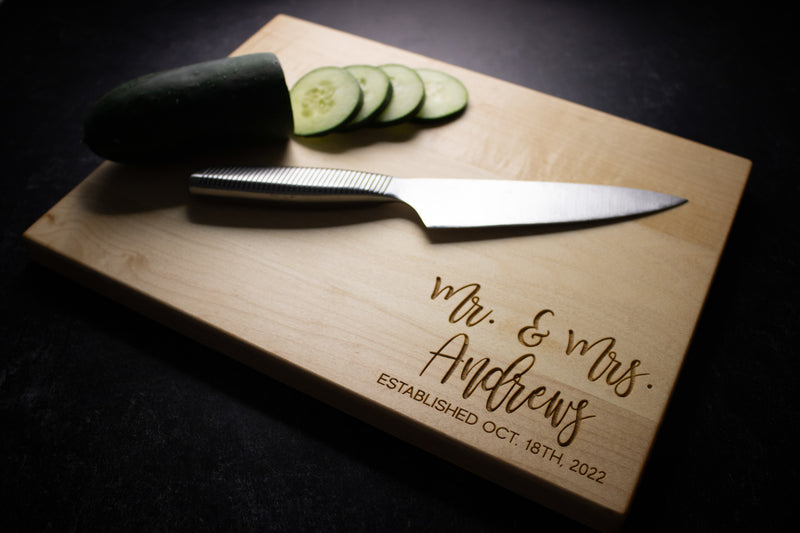 Personalized Couple Engraved Cutting Board | 026