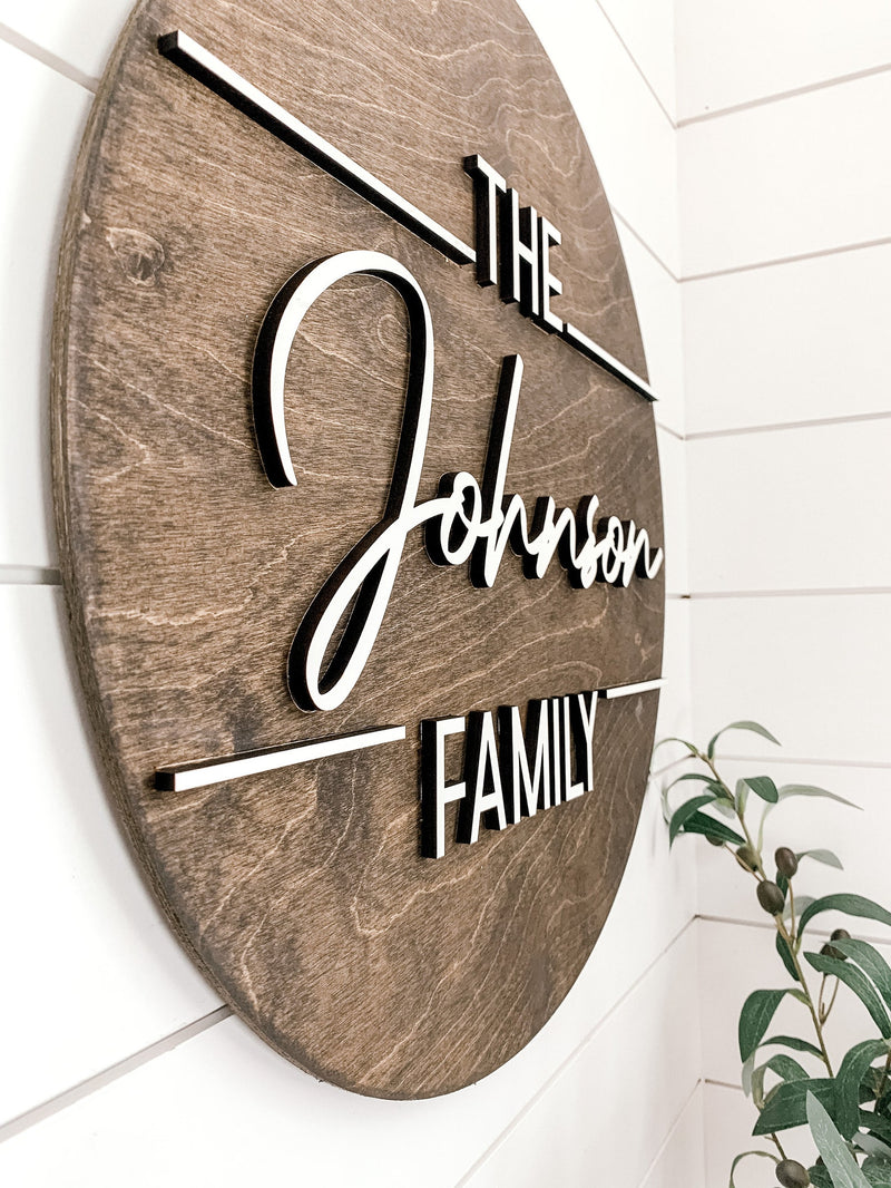 Personalized Round Family 3D Wall Sign | Wall Art