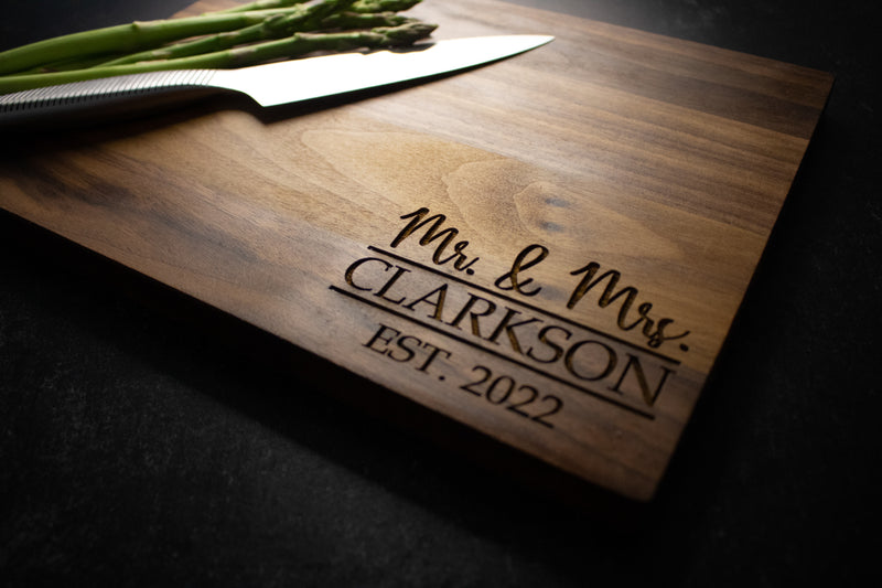 Mr. and Mrs. Personalized Engraved Cutting Board | 219