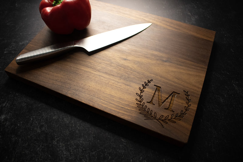 Floral Initial Classic Engraved Cutting Board | 222