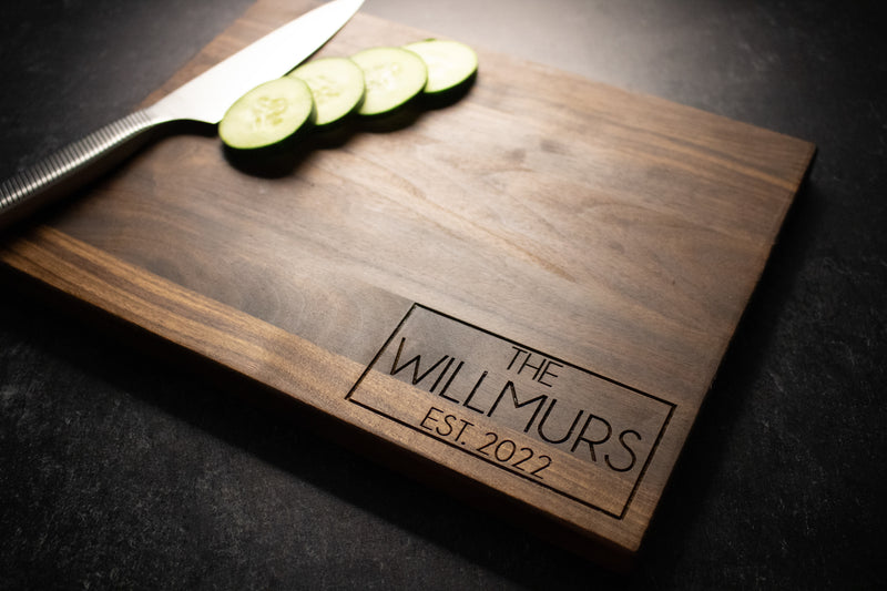 Modern Couple Engraved Wood Cutting Board | 216