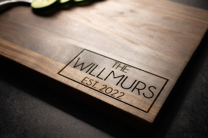 Modern Couple Engraved Wood Cutting Board | 216