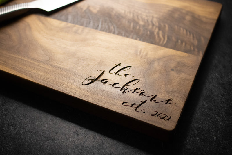 Script Engraved Family Personalized Wood Cutting Board | 204