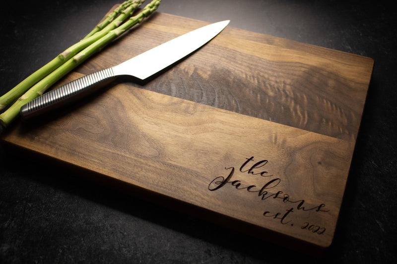 Script Engraved Family Personalized Wood Cutting Board | 204
