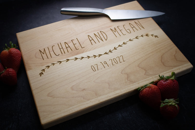 Personalized Couple Engraved Cutting Board | 014