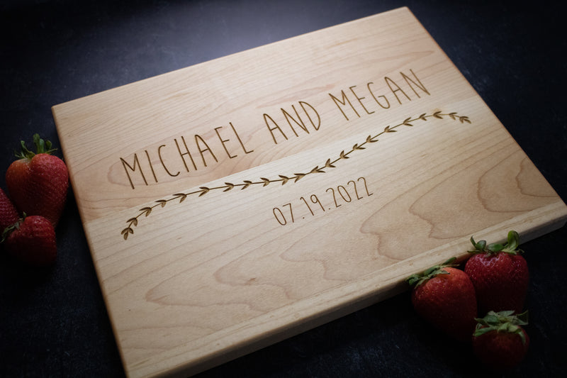 Personalized Couple Engraved Cutting Board | 014