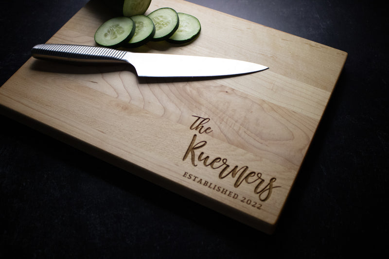 Personalized Family Engraved Wood Cutting Board | 012