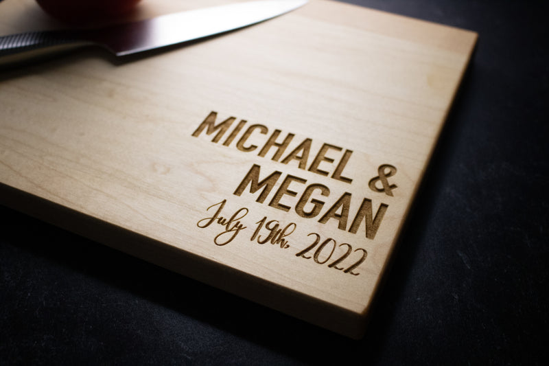 Personalized Couple Engraved Cutting Board | 010