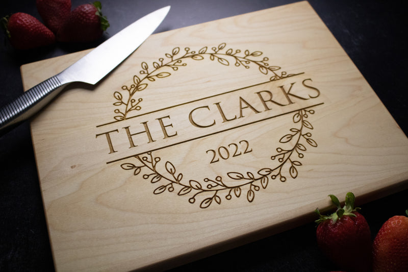Personalized Last Name Engraved Cutting Board | 011