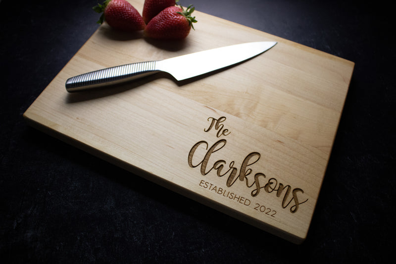 Last Name Engraved Wood Cutting Board | 002