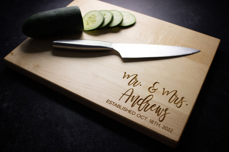 Personalized Couple Engraved Cutting Board | 026