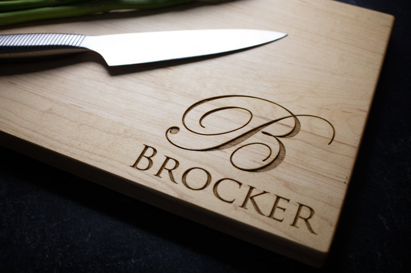 Large Initial Last Name Engraved Cutting Board | 020