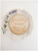 Round Flowered Baby Name Sign | Name Announcement