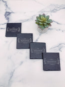 Set of 4 Personalized Family Square Slate Coasters | C001