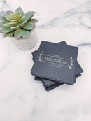Set of 4 Personalized Family Square Slate Coasters | C001