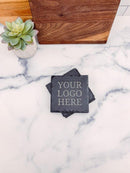 Set of 4 Custom Logo Square Slate Coaster Set | C003