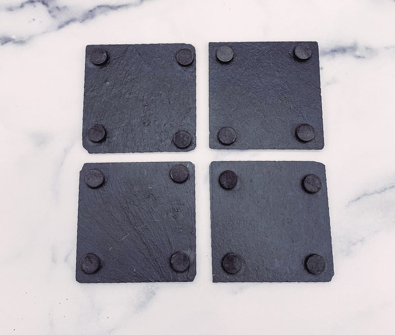 Set of 4 Personalized Family Square Slate Coasters | C001